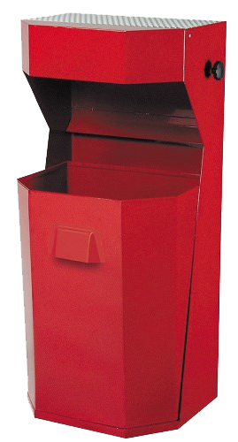Venkovní odpadkový koš s popelníkem, objem 50 l, červený